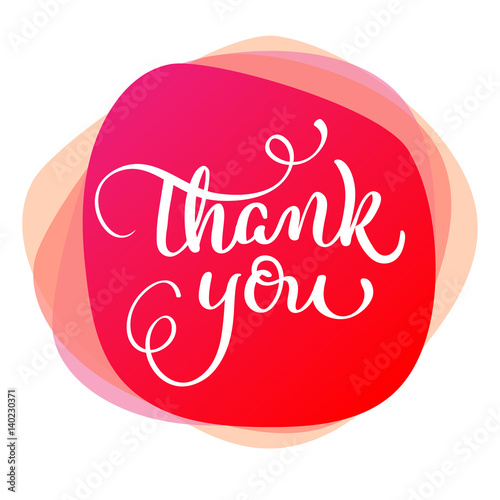 text thank you on red background. Calligraphy lettering Vector illustration EPS10
