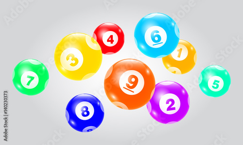 Vector Bingo / Lottery Number Balls Set - Colorful	- 1 to 9