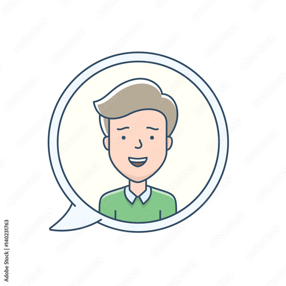 Chat bubble with avatar symbol. Vector icon of communication