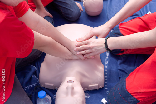 First aid course. Cardiopulmonary resuscitation - CPR class.