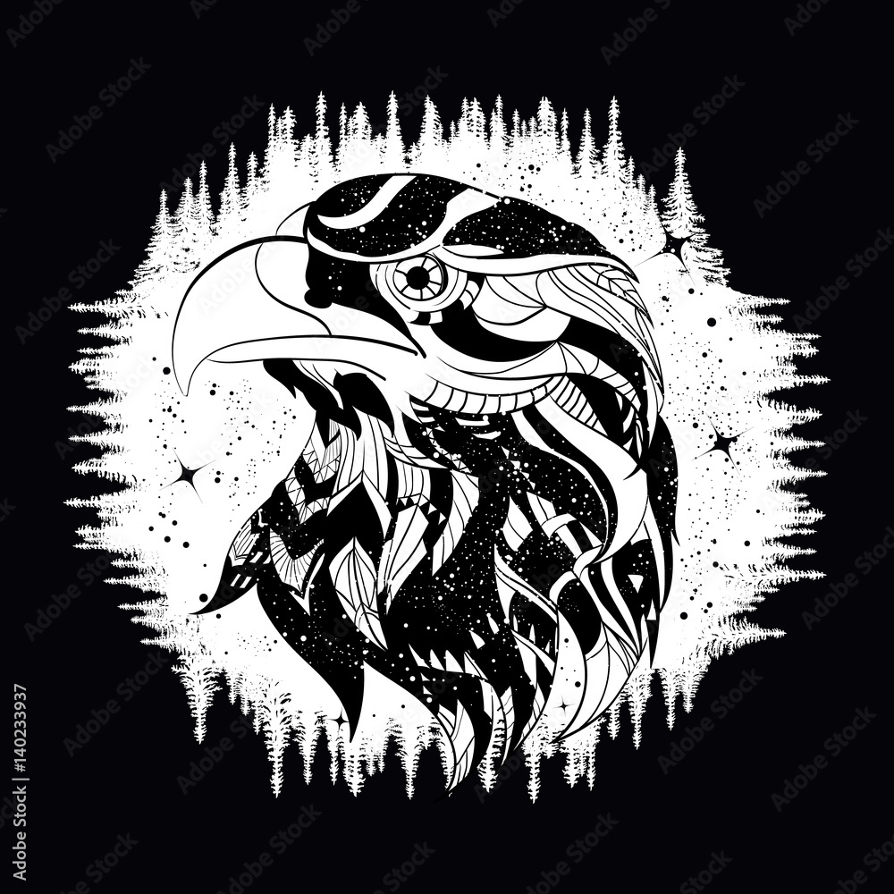 Tattoo eagle head with good animation Royalty Free Vector