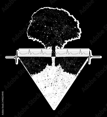 Tree Of Life Tattoo Art Geometrical Style Mystic Tribal Symbol Magic Tree T Shirt Design Future And The Past Symbol Of Life And Death Magic Tree Tattoo Boho Style Stock Vector Adobe