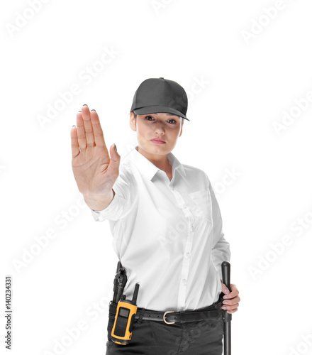 Female security guard on wh...