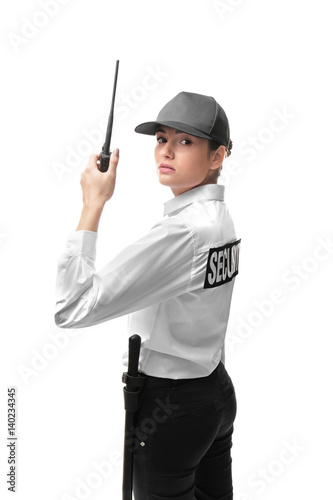 Female security guard on wh...