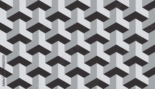 Seamless gray op art trilateral hexagonal pattern vector