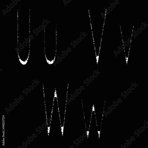 Letters U, V, W on a black background