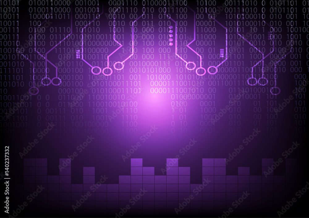 Futuristic digital purple technology background vector design