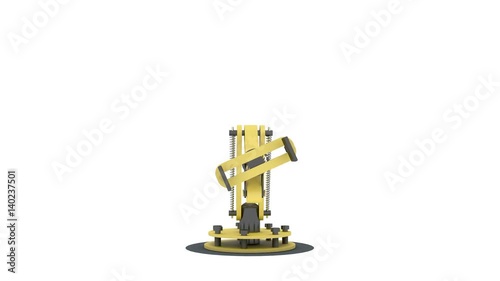 3d Industrial robotic arm mechanic robot. hi tech cyborg machine .Isolated droid on white background animation 