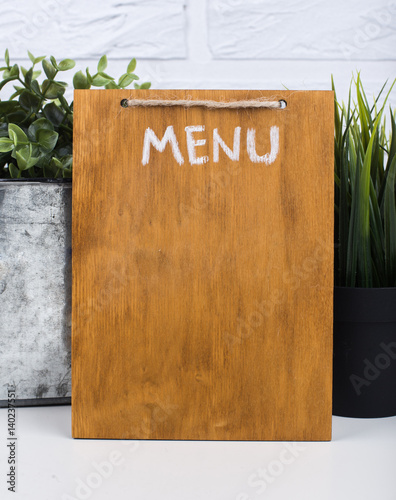 Wooden board with text  menu