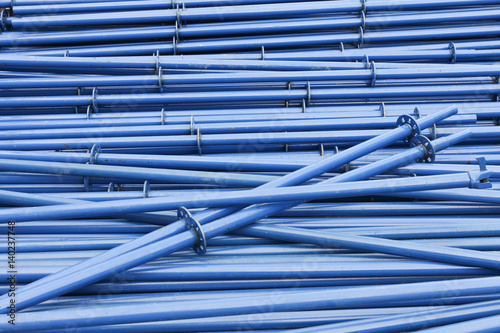 Background of blue pipes for building structures