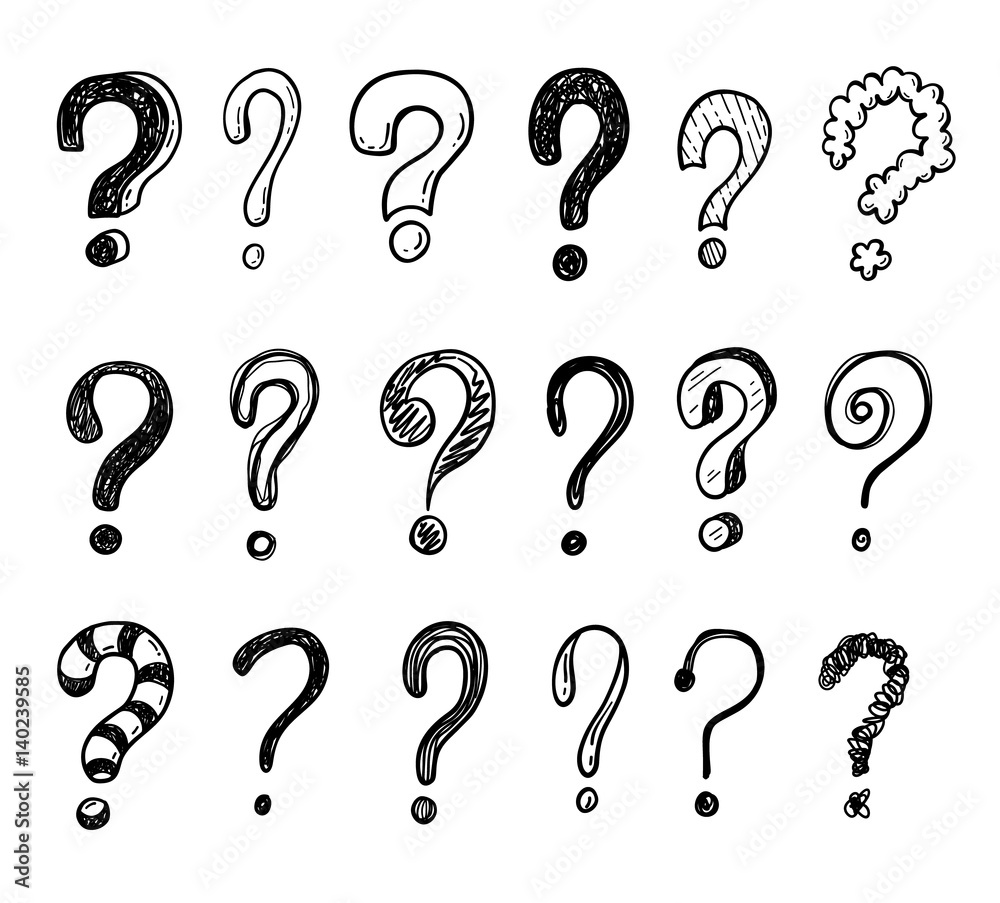 Hand drawn doodle questions marks set. Hand drawn doodle questions marks set.