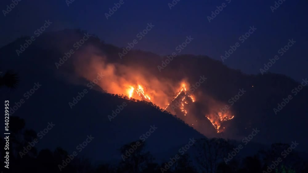 Wildfire Burning On Mountain 4K Time Lapse
