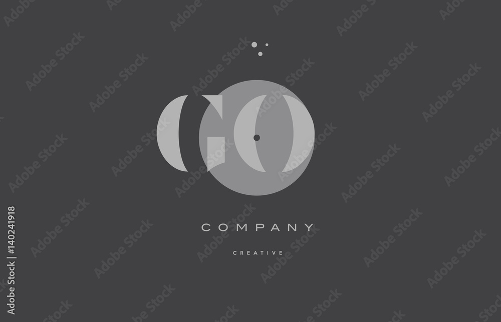 go g o  grey modern alphabet company letter logo icon