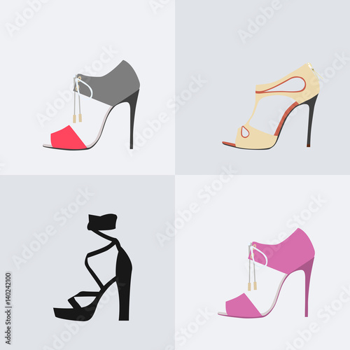 High heels icon. Colorful vector set.