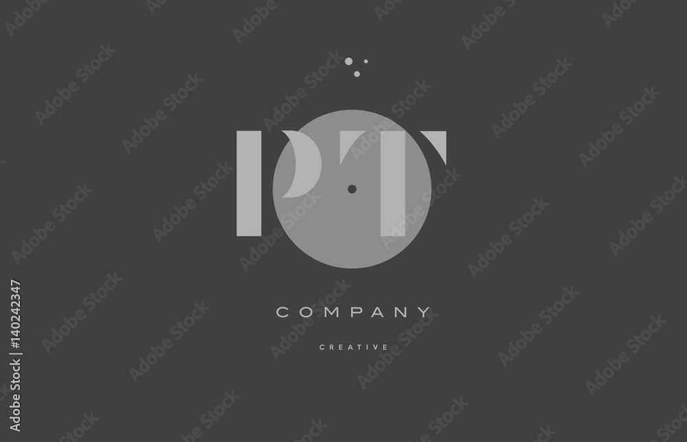 Obraz premium pt p t grey modern alphabet company letter logo icon