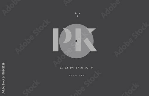 pk p k  grey modern alphabet company letter logo icon