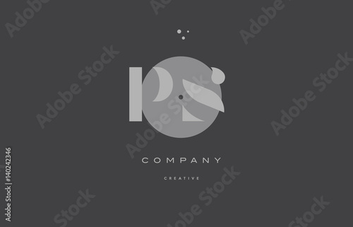 ps p s grey modern alphabet company letter logo icon