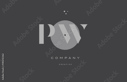 pw p w  grey modern alphabet company letter logo icon