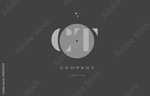 ct c t  grey modern alphabet company letter logo icon