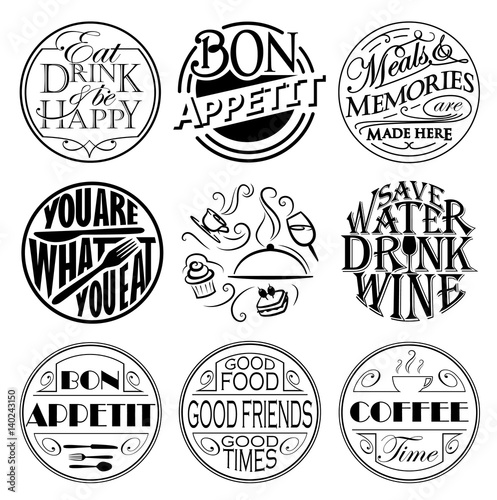 Set of round gastro signs