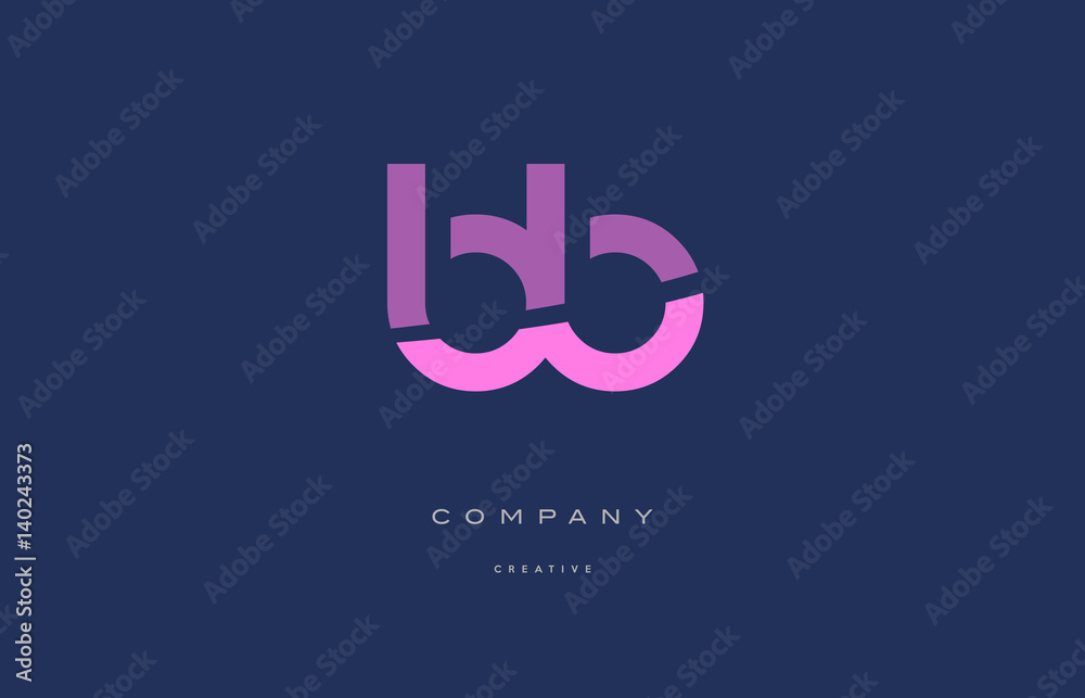bb b b  pink blue alphabet letter logo icon - obrazy, fototapety, plakaty 