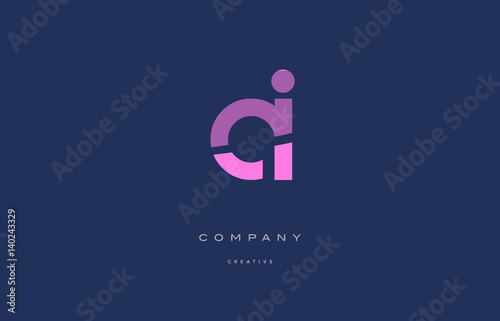 ai a i  pink blue alphabet letter logo icon