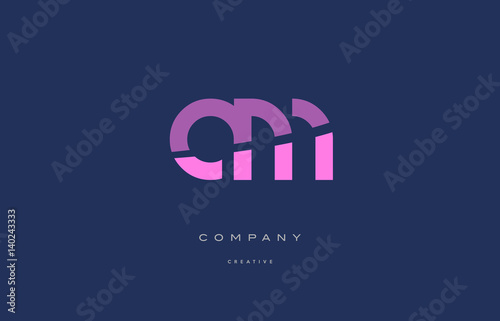am a m  pink blue alphabet letter logo icon