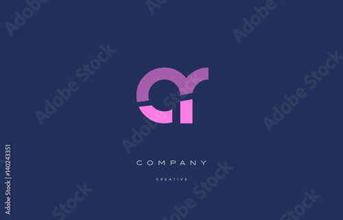 ar a r  pink blue alphabet letter logo icon