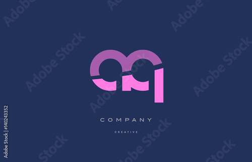 aq a q  pink blue alphabet letter logo icon