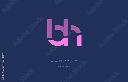 bh b h  pink blue alphabet letter logo icon