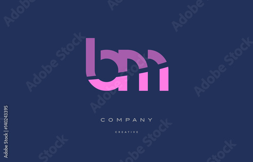 bm b m  pink blue alphabet letter logo icon