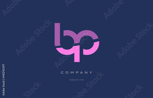 Canvas-taulu bp b p  pink blue alphabet letter logo icon