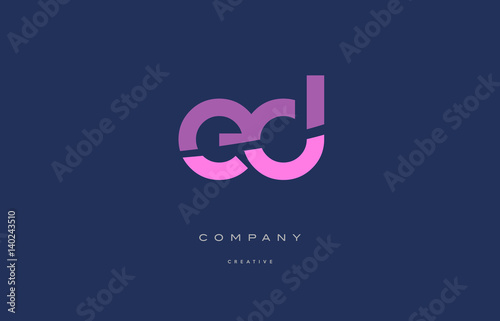 ed e d  pink blue alphabet letter logo icon