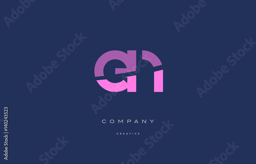 en e n pink blue alphabet letter logo icon