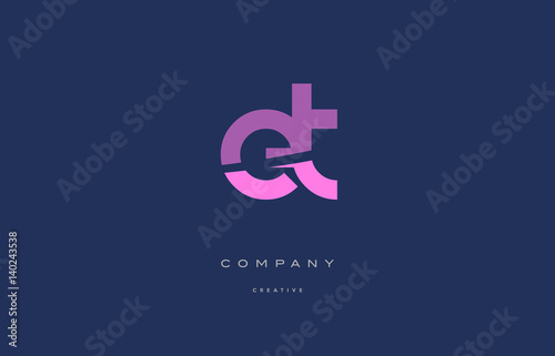 et e t  pink blue alphabet letter logo icon