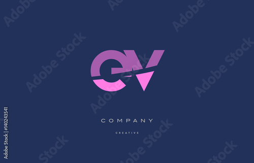 ev e v  pink blue alphabet letter logo icon