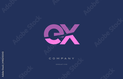 ex e x  pink blue alphabet letter logo icon