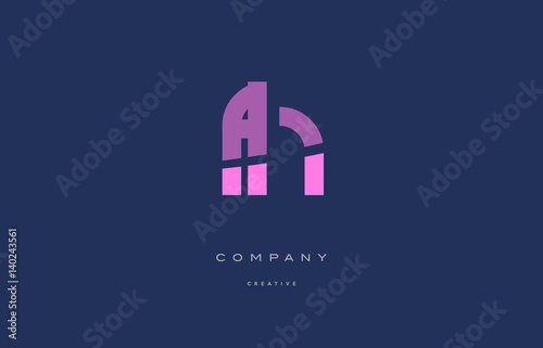 fh f h pink blue alphabet letter logo icon