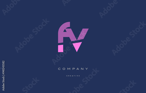 fv f v pink blue alphabet letter logo icon