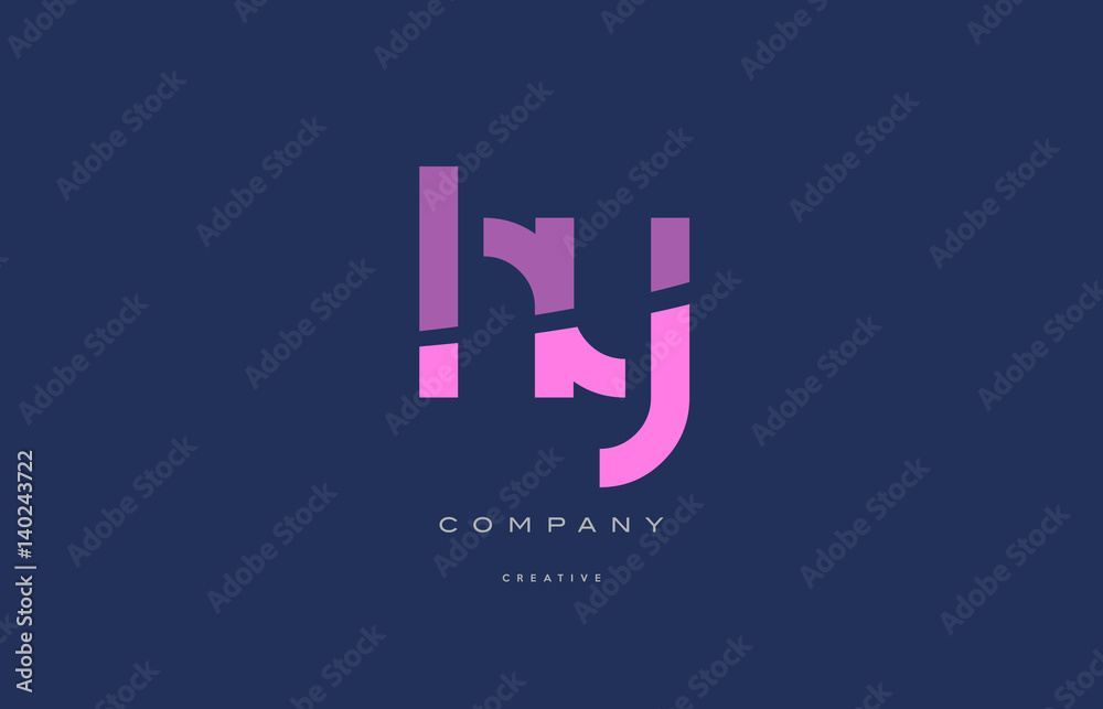 Fototapeta premium hy h y pink blue alphabet letter logo icon