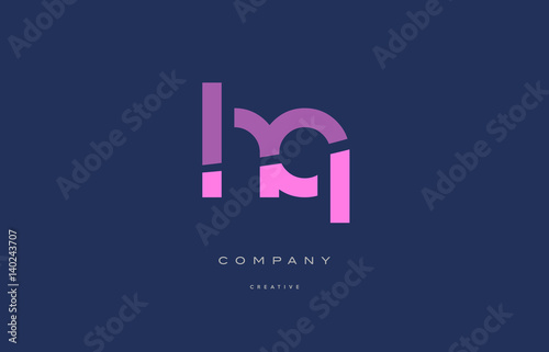 hq h q  pink blue alphabet letter logo icon