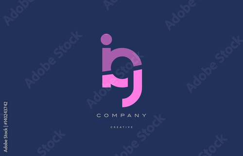 ig i q  pink blue alphabet letter logo icon