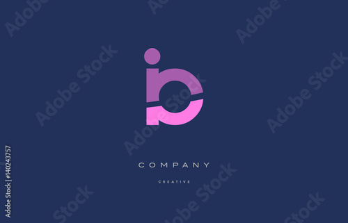 io i o  pink blue alphabet letter logo icon