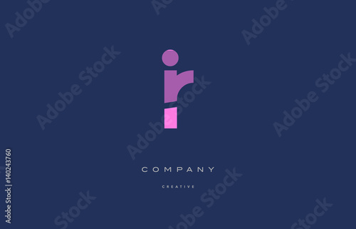 ir i r  pink blue alphabet letter logo icon
