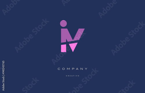 iv i v  pink blue alphabet letter logo icon
