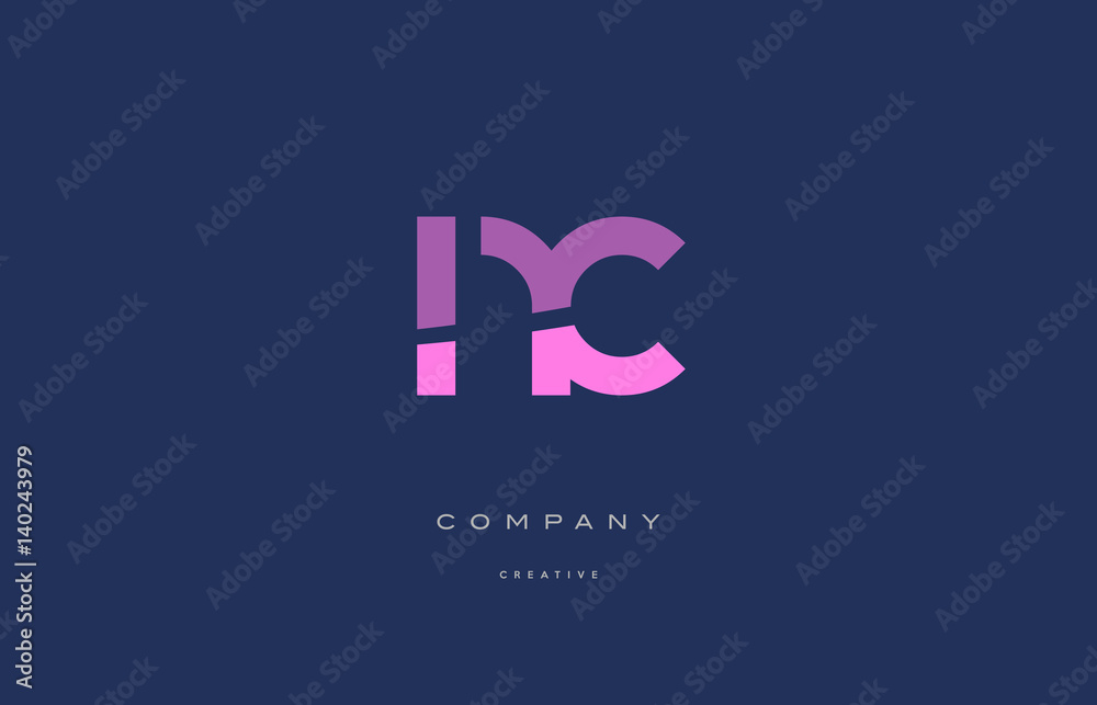 nc n c  pink blue alphabet letter logo icon