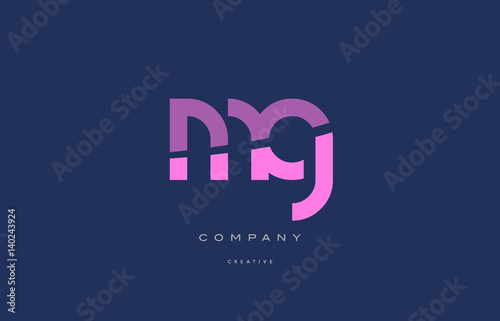 mg m g  pink blue alphabet letter logo icon