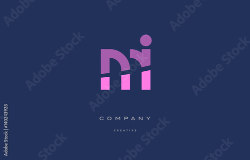 mi m i  pink blue alphabet letter logo icon