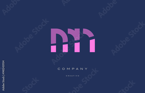 mn m n  pink blue alphabet letter logo icon