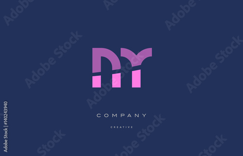 mr m r  pink blue alphabet letter logo icon